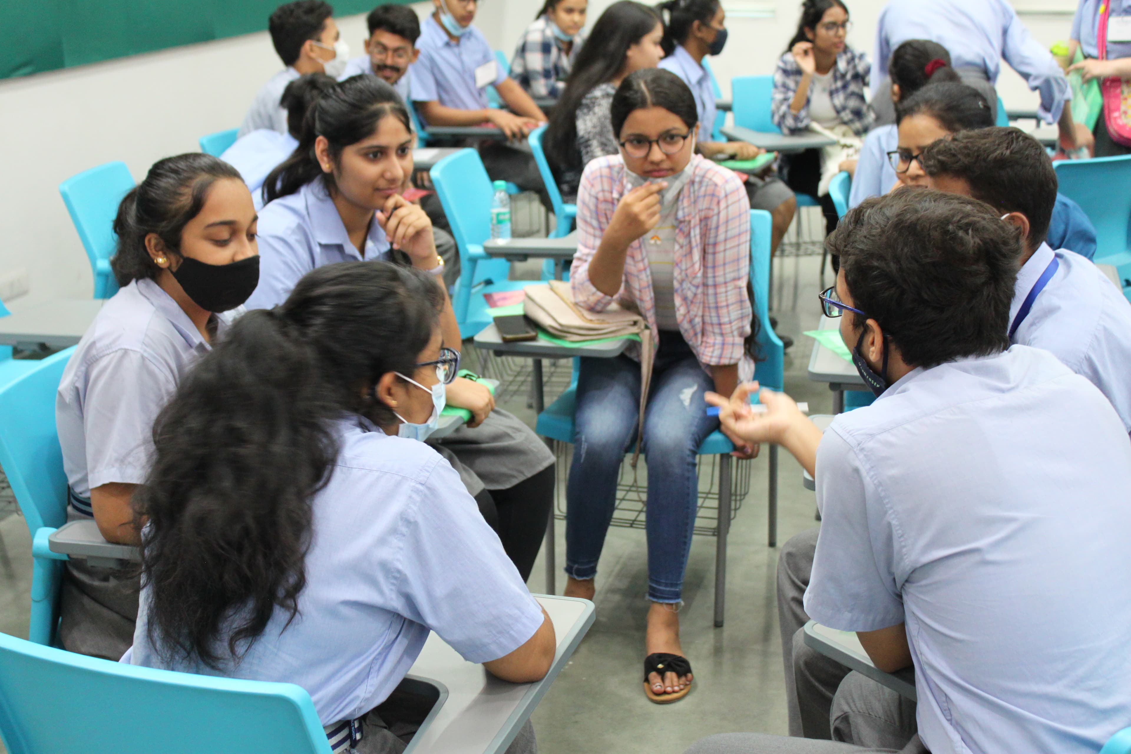 Students learning in group